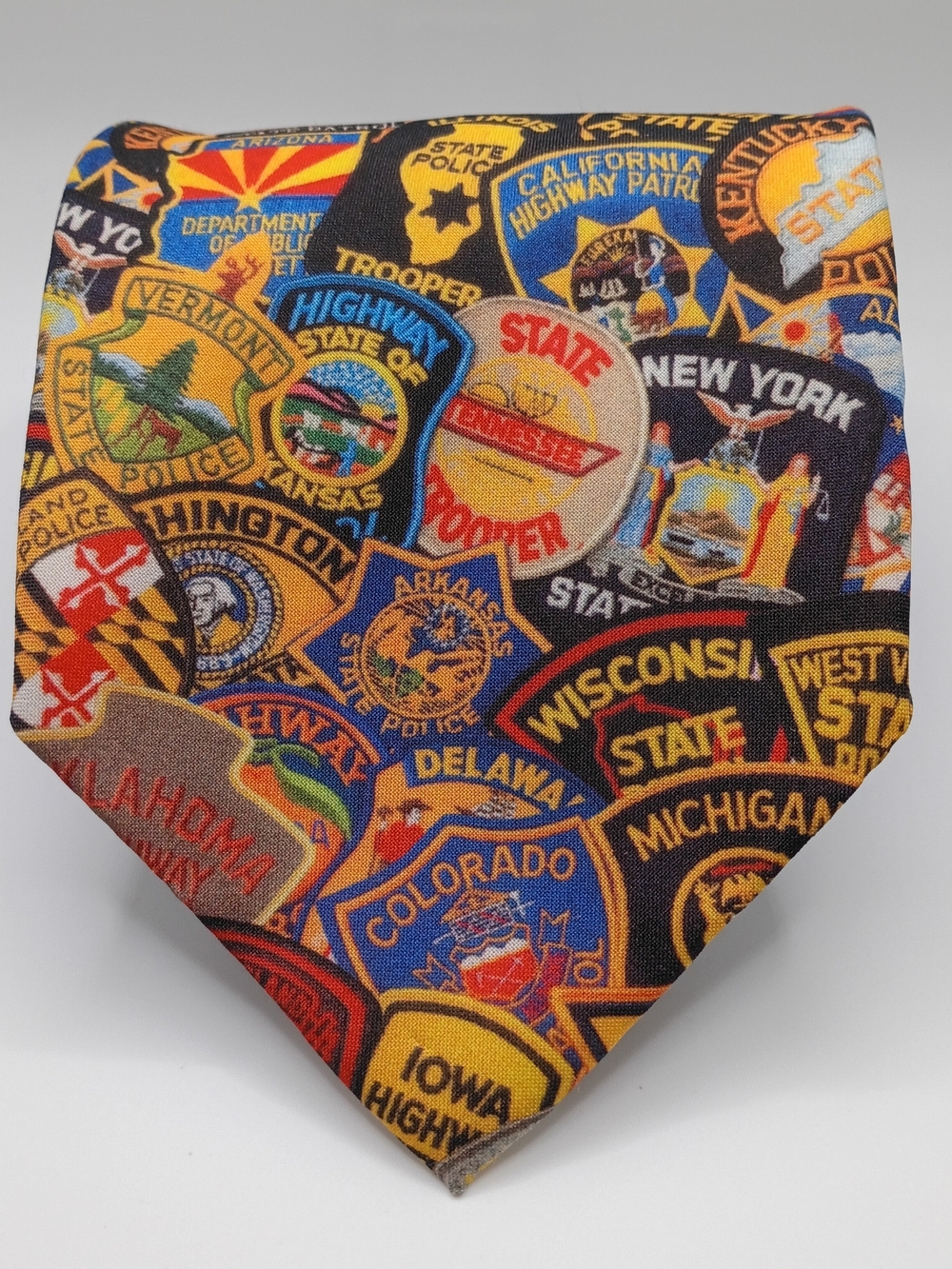 Ralph Marlin vintage classic men’s tie state police patches private collage